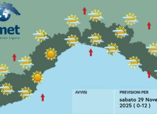 meteo Liguria sabato 29 novembre 2025