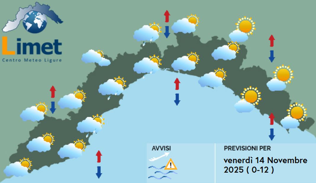 meteo Liguria 14 novembre 2025