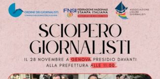 Sciopero dei Giornalisti, a Genova presidio davanti alla Prefettura sciopero giornalisti genova
