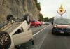 Bergeggi, auto ribaltata sull’Aurelia, conducente ferito auto ribaltata Bergeggi 4 dicembre 2025