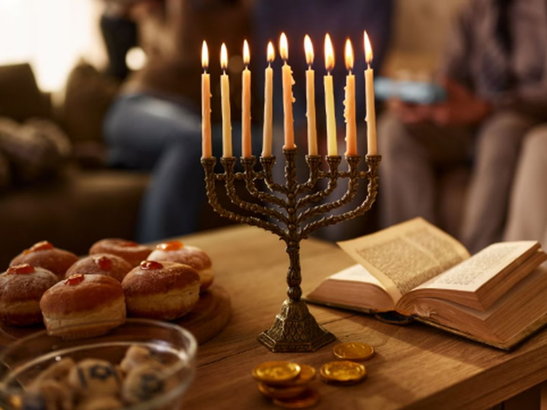Hanukkah festa candelabro ebraico
