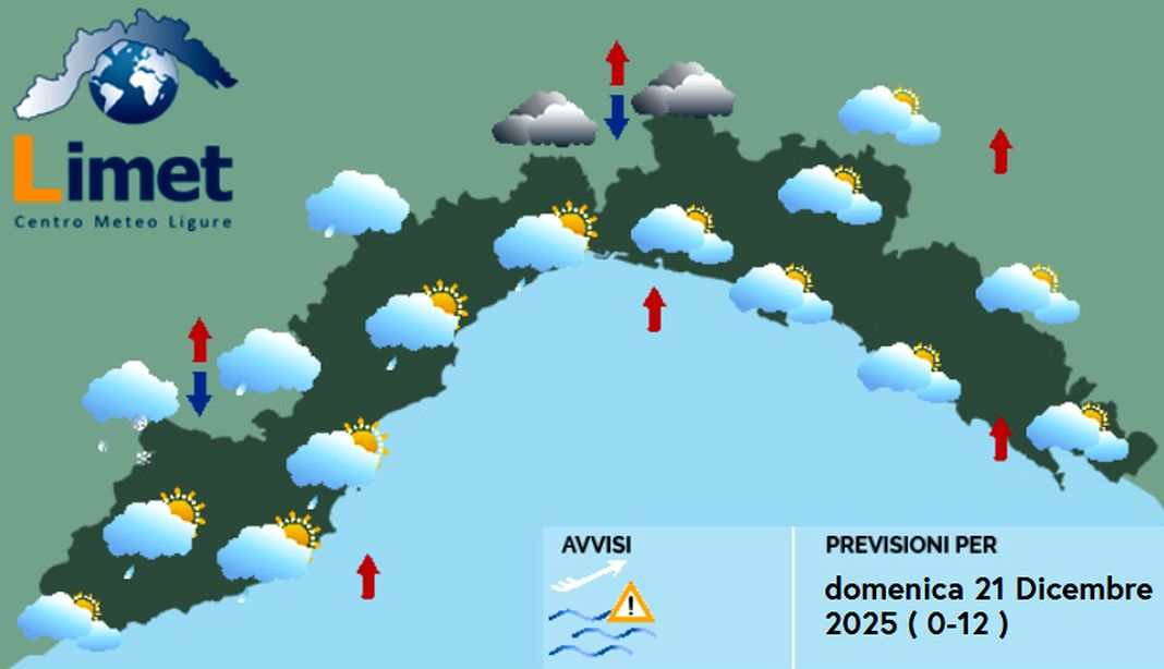 meteo Liguria domenica 21 dicembre2025