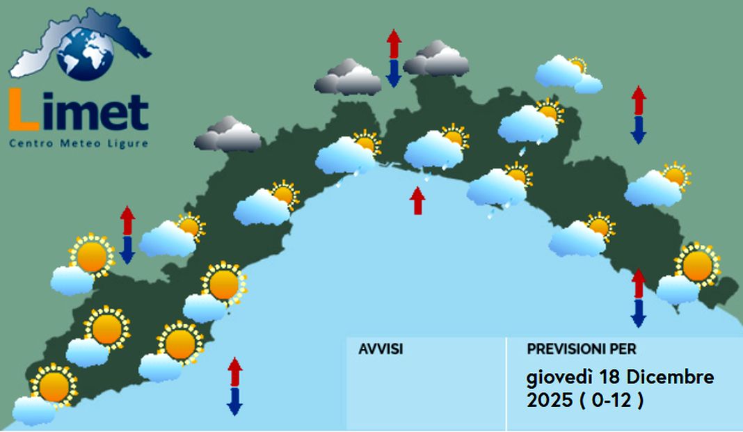 meteo Liguria 18 dicembre 2025