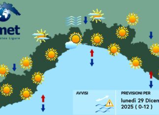 meteo Liguria lunedì 29 dicembre 2025