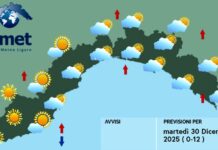 Meteo Liguria, in arrivo aumento delle nuvole e calo delle temperature meteo Liguria martedì 30 dicembre 2025