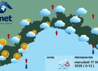 meteo Liguria mercoledì 17 dicembre 2025