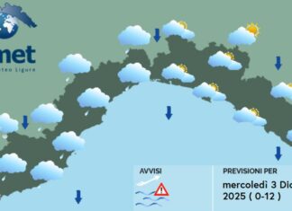 meteo liguria mercoledì 3 dicembre 2025