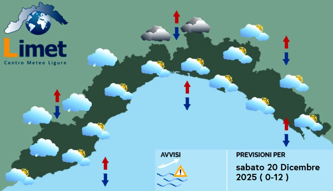 meteo liguria sabato 20 dicembre 2025