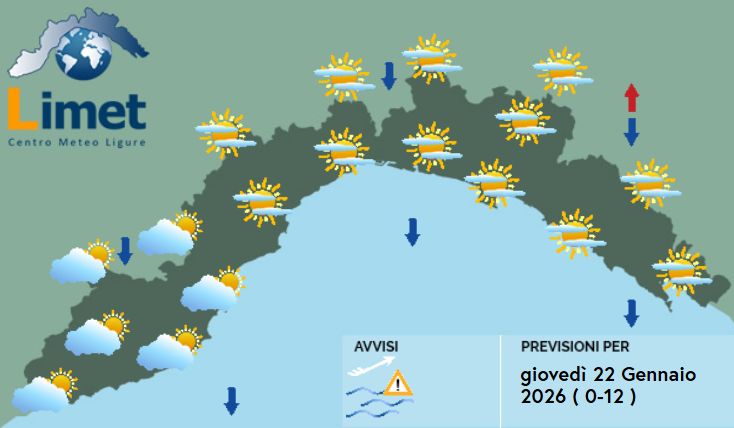 Meteo Liguria, graduale peggioramento in arrivo meteo liguria giovedì 22 gennaio 2025