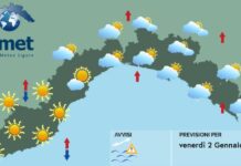 Meteo Liguria, ancora nuvole e isolati piovaschi su centro-levante meteo Liguria venerdì 2 gennaio 2026