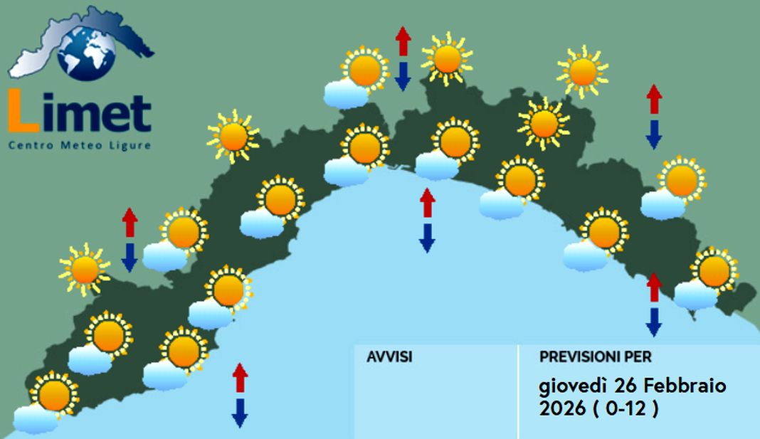 Meteo Liguria, giornata stabile e soleggiata meteo liguria giovedì 26 febbraio 2025