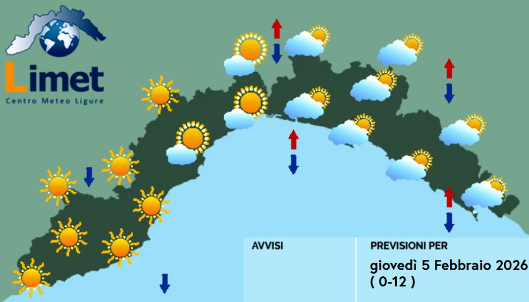 meteo liguria 5 febbraio 2026