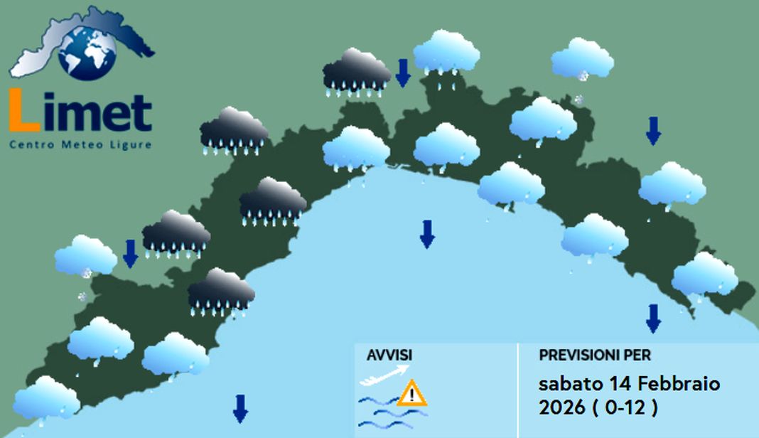 Meteo Liguria, maltempo e pioggia ma migliora domenica meteo Liguria sabato 14 febbraio 2026