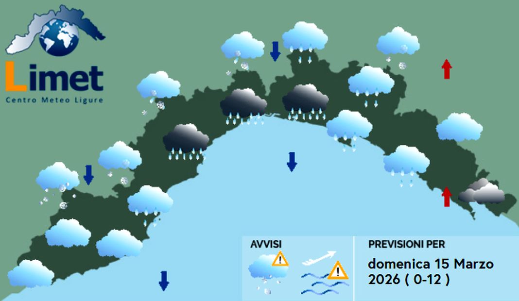 Meteo Liguria, mattinata ancora con la pioggia, migliora nel pomeriggio meteo Liguria domenica 15 marzo 2026