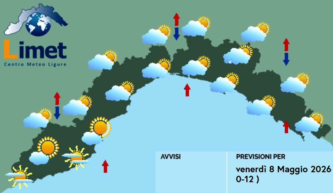 Meteo Liguria, ancora tempo instabile, domenica nuovo peggioramento meteo Liguria venerdì 8n maggio 2026