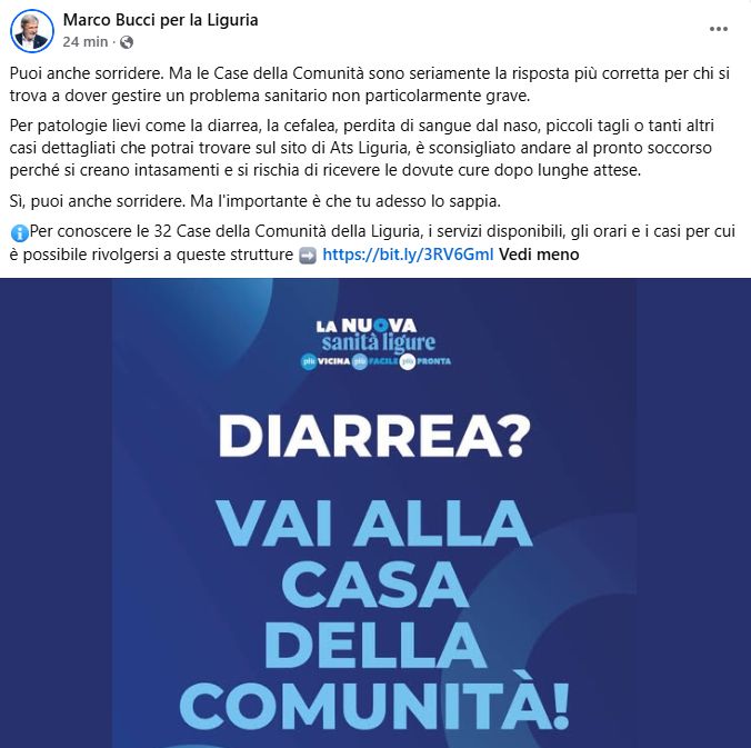 Marco Bucci diarrea