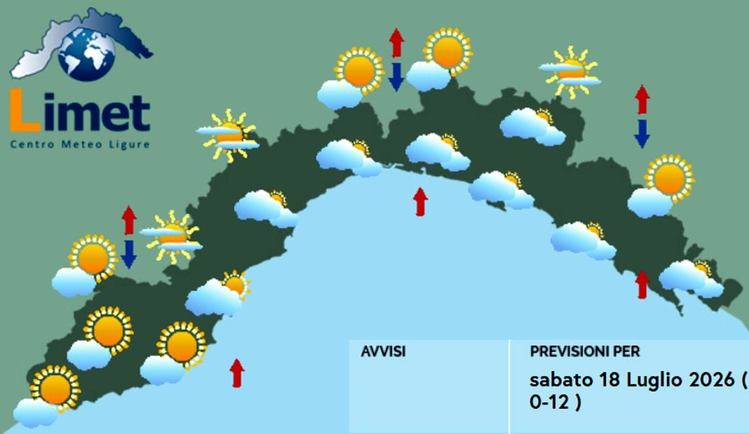 Meteo Liguria, ancora passaggi nuvolosi ed afa meteo liguria sabato 18 luglio 2026